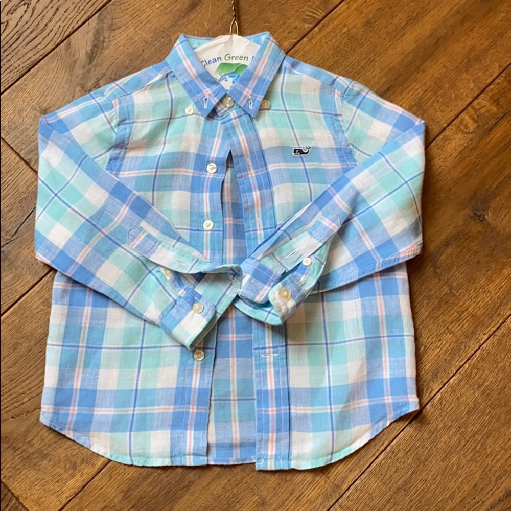 Little boys Vineyard Vines linen whale shirt